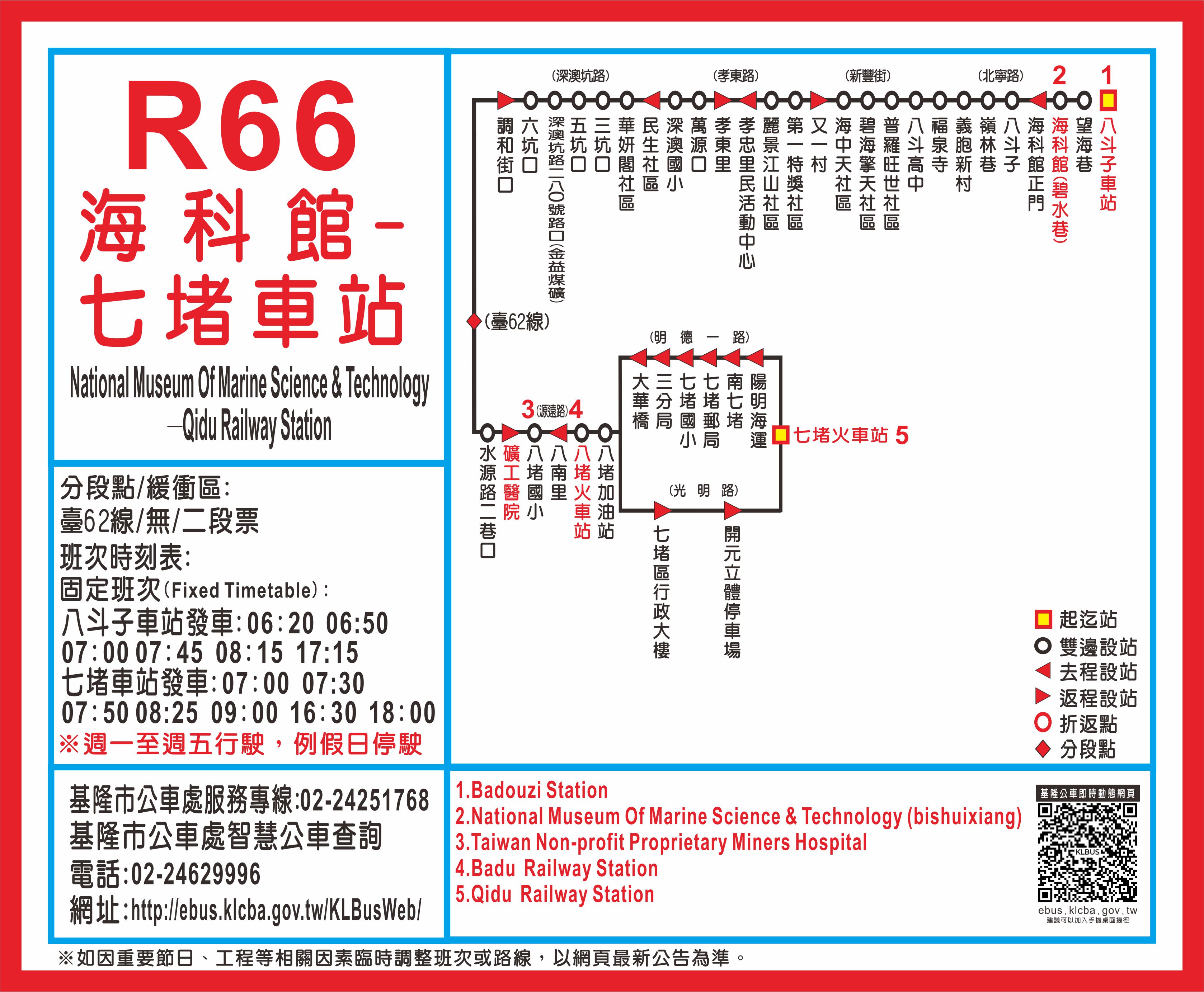 R66海科館 - 七堵車站路線圖